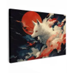Witte vos - wolken - maan canvas 2cm klein -z3d
