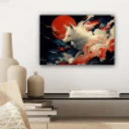 Witte vos - wolken - maan canvas 2cm klein -sfeer6