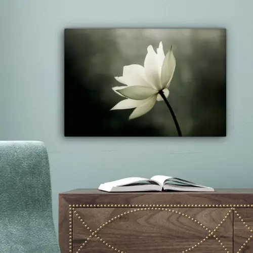 Wit - Lotus - Donker - Bloem canvas 2cm klein -sfeer4