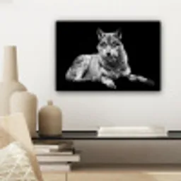 Wilde dieren - Wolf - Zwart - Wit canvas 2cm klein -sfeer6