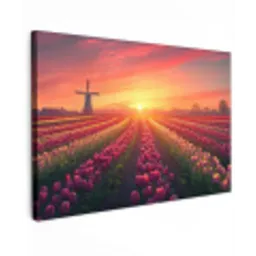 Windmolen - Zonsondergang - Landschap canvas 2cm klein -z3d