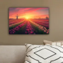 Windmolen - Zonsondergang - Landschap canvas 2cm klein -sfeer3