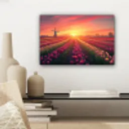 Windmolen - Zonsondergang - Landschap canvas 2cm klein -sfeer6