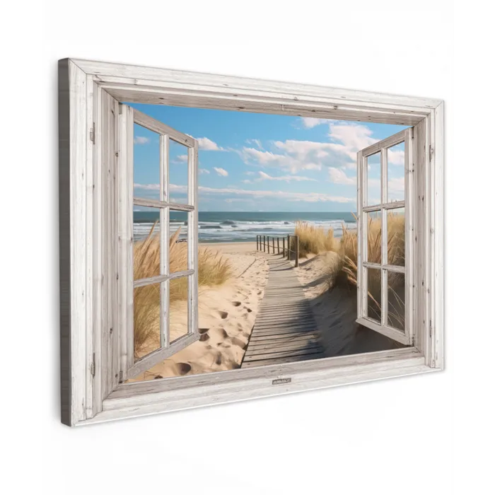 Raam - Zee - Kust - Natuur - Doorkijk - Strand - Waddenzee canvas 2cm klein -z3d