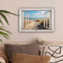 Raam - Zee - Kust - Natuur - Doorkijk - Strand - Waddenzee canvas 2cm klein -sfeer1