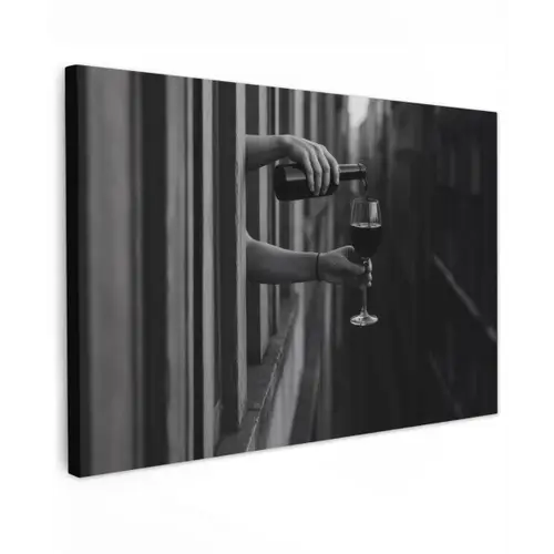 Wijnfles - Glas - Handen - Raam canvas 2cm klein -z3d
