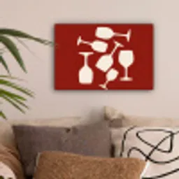Wijnglazen - Silhouetten - Wit canvas 2cm klein -sfeer1