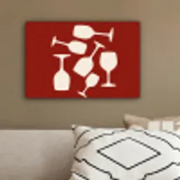 Wijnglazen - Silhouetten - Wit canvas 2cm klein -sfeer3