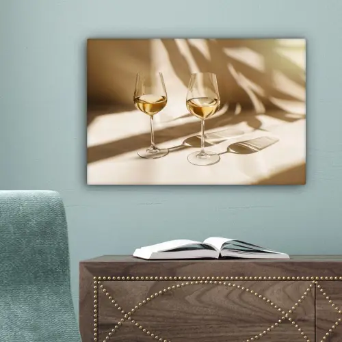Wijn - Wijnglazen - Wit canvas 2cm klein -sfeer4