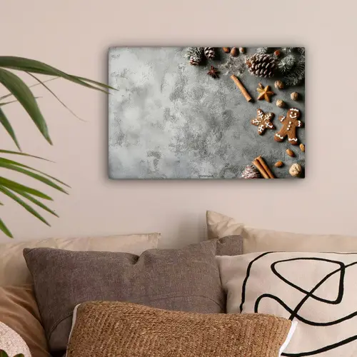 Winter - Kerst - Beton - Dennenappels canvas 2cm klein -sfeer1