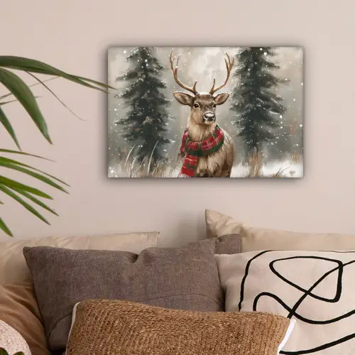 Winter - Bos - Rendier - Donker canvas 2cm klein -sfeer1