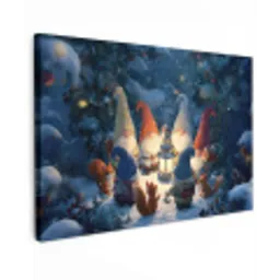 Winter - Gnooms - Eekhoorns - Meerkleurig canvas 2cm klein -z3d
