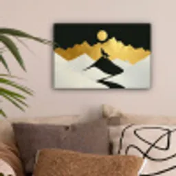Wolf - Bergen - Maan - Zwart canvas 2cm klein -sfeer1