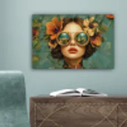 Vrouw - Bloemen - Vlinders - Natuur - Vintage canvas 2cm klein -sfeer4