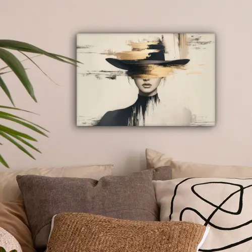 Vrouw - Hoed - Verf canvas 2cm klein -sfeer1