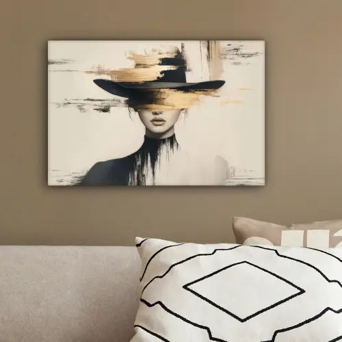 Vrouw - Hoed - Verf canvas 2cm klein -sfeer3