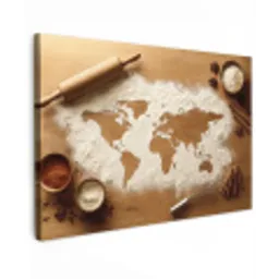 Hout - Wereldkaart - Bakken - Keuken canvas 2cm klein -z3d