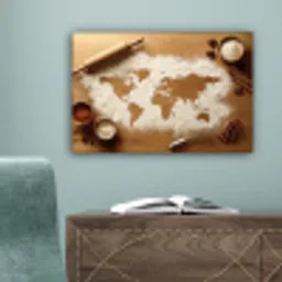 Hout - Wereldkaart - Bakken - Keuken canvas 2cm klein -sfeer4