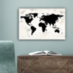 Wereldkaart - Zwart - Hout canvas 2cm klein -sfeer4