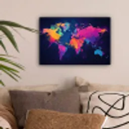 Wereldkaart - Kleurrijk - Graffiti canvas 2cm klein -sfeer1