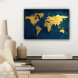 Wereldkaart - Goud - Donkerblauw canvas 2cm klein -sfeer6
