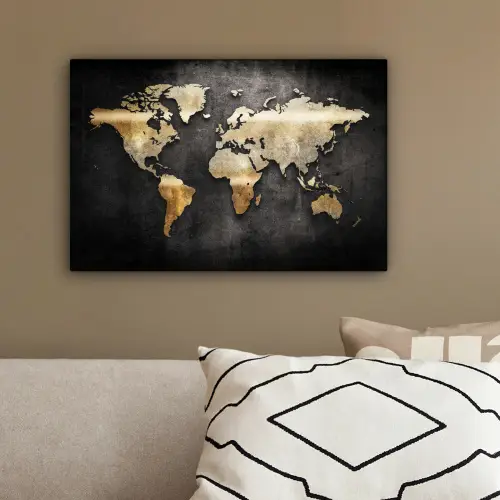 Wereldkaart - Goud - Aarde canvas 2cm klein -sfeer3