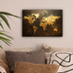 Wereldkaart - Goud - Roest canvas 2cm klein -sfeer1