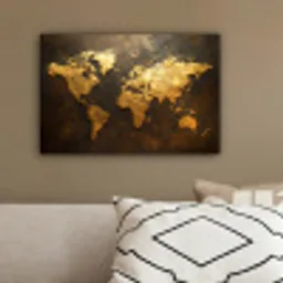 Wereldkaart - Goud - Roest canvas 2cm klein -sfeer3