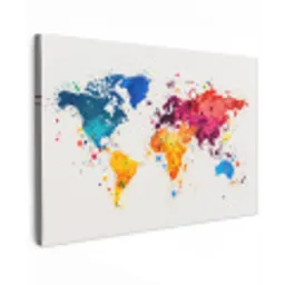 Wereldkaart - Graffiti - Kleurrijk canvas 2cm klein -z3d