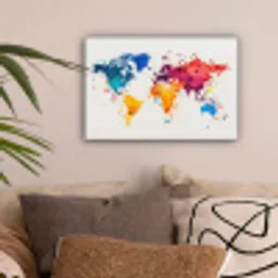 Wereldkaart - Graffiti - Kleurrijk canvas 2cm klein -sfeer1