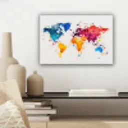 Wereldkaart - Graffiti - Kleurrijk canvas 2cm klein -sfeer6