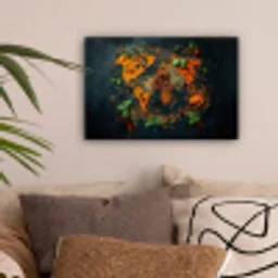 Wereldkaart - Kruiden - Levendige kleuren canvas 2cm klein -sfeer1