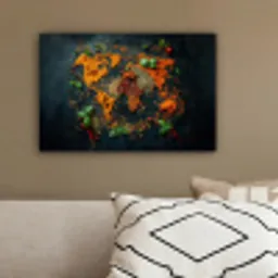 Wereldkaart - Kruiden - Levendige kleuren canvas 2cm klein -sfeer3