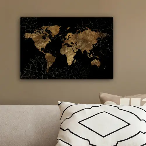 Wereldkaart - Marmer - Goud canvas 2cm klein -sfeer3