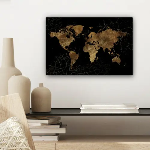 Wereldkaart - Marmer - Goud canvas 2cm klein -sfeer6