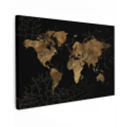 Wereldkaart - Marmer - Goud canvas 2cm klein -z3d