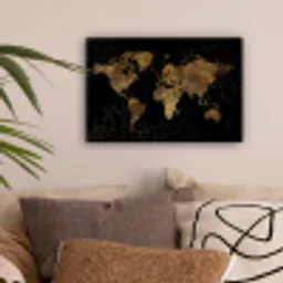 Wereldkaart - Marmer - Goud canvas 2cm klein -sfeer1