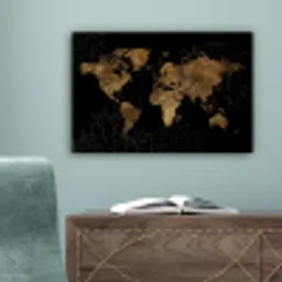 Wereldkaart - Marmer - Goud canvas 2cm klein -sfeer4