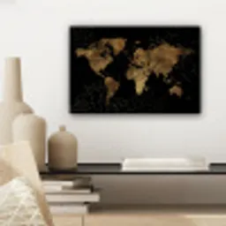 Wereldkaart - Marmer - Goud canvas 2cm klein -sfeer6