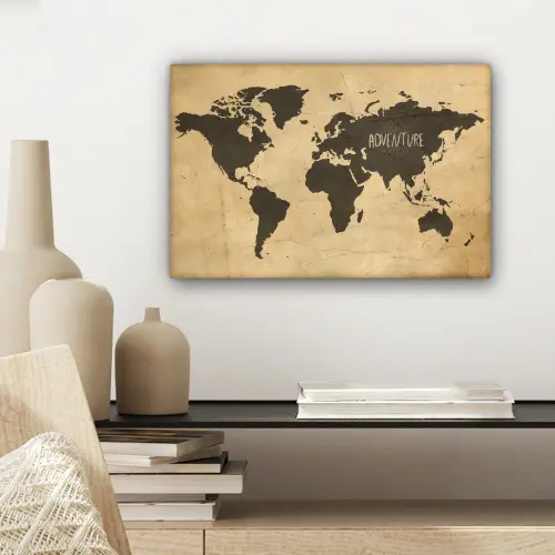 Wereldkaart - Quote - Vintage canvas 2cm klein -sfeer6