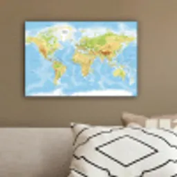 Wereldkaart - Staatkundig - Blauw - Aarde - Educatief canvas 2cm klein -sfeer3