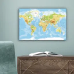 Wereldkaart - Staatkundig - Blauw - Aarde - Educatief canvas 2cm klein -sfeer4