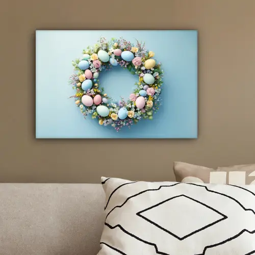 Krans - Eieren - Bloemen canvas 2cm klein -sfeer3