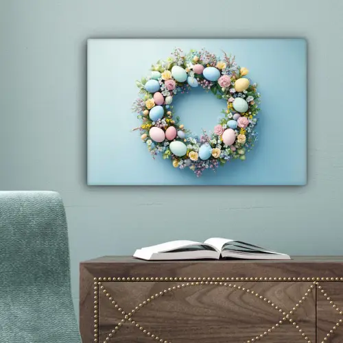 Krans - Eieren - Bloemen canvas 2cm klein -sfeer4