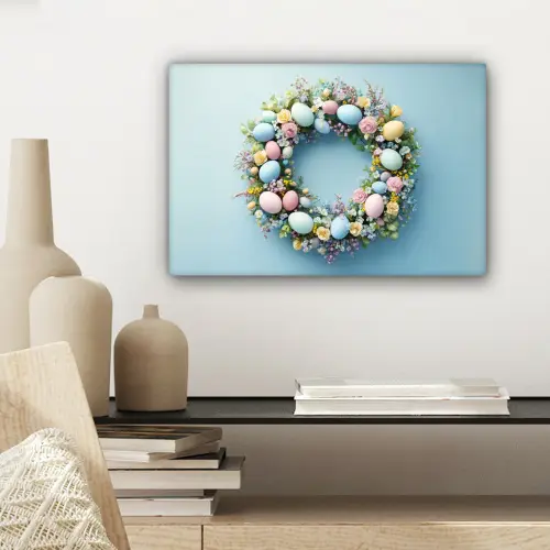 Krans - Eieren - Bloemen canvas 2cm klein -sfeer6