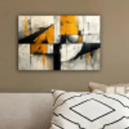 Geel - Abstract - Modern - Vormen canvas 2cm klein -sfeer3