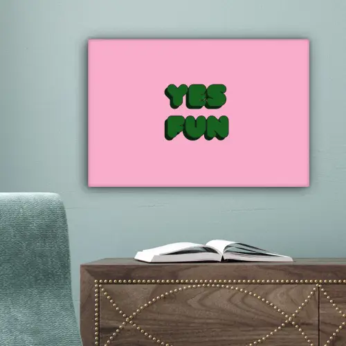 Yes fun - Groen - Roze canvas 2cm klein -sfeer4
