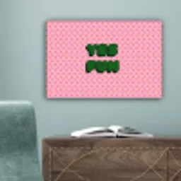 Yes fun - Groen - Roze - Stippen canvas 2cm klein -sfeer4