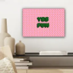 Yes fun - Groen - Roze - Stippen canvas 2cm klein -sfeer6