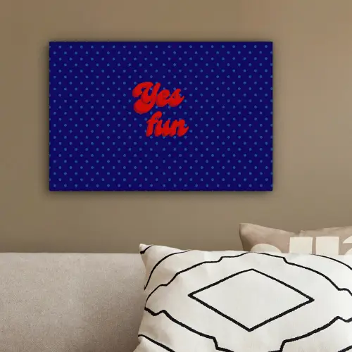 Yes fun - Rood - Blauw - Stippen canvas 2cm klein -sfeer3